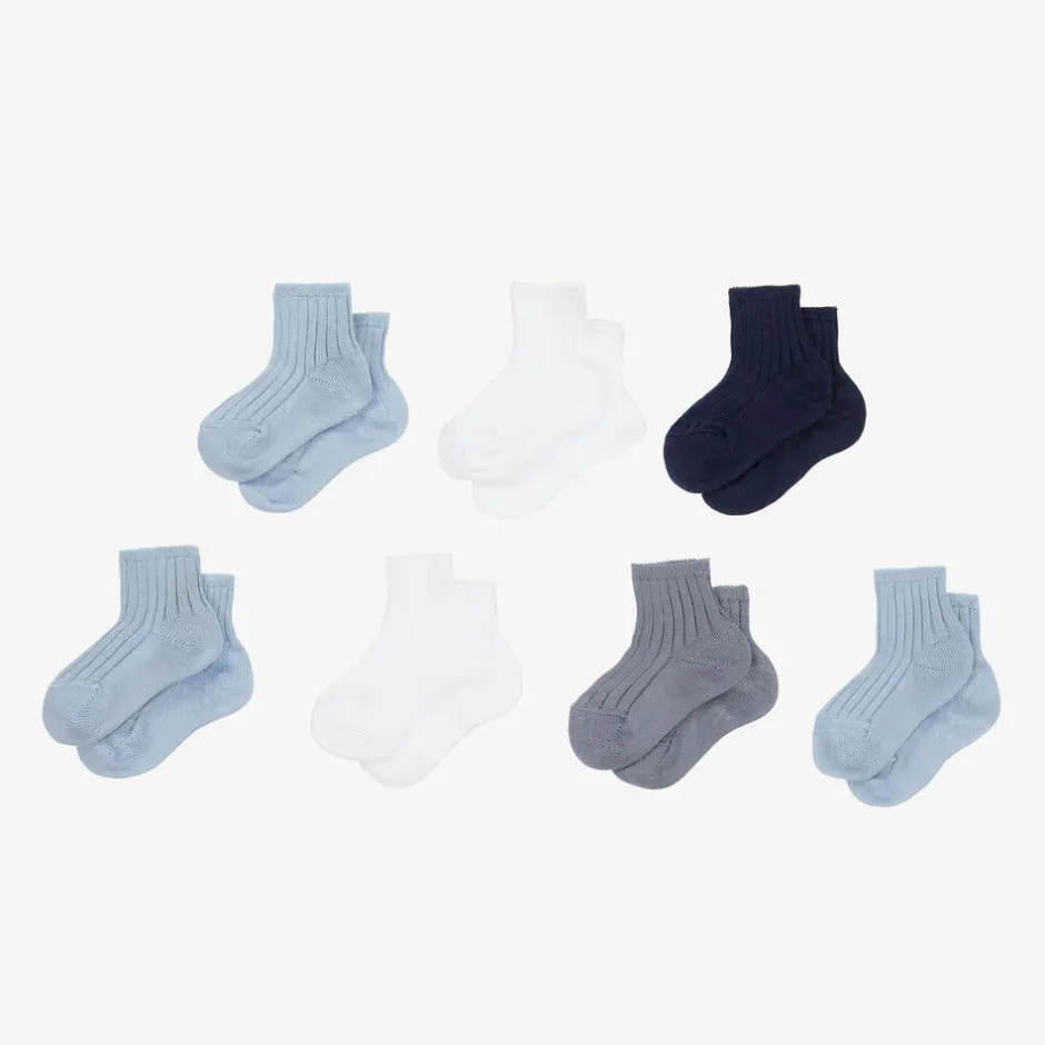Story Loris Blue & White Baby Socks Gift Set (7 Pack) Online