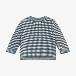 The Bonniemob Blue & White Chunky Knit Wool Cardigan Discount