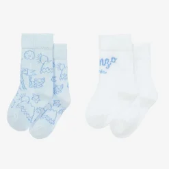 KENZO KIDS Blue & White Cotton Baby Socks (2 Pack) Discount