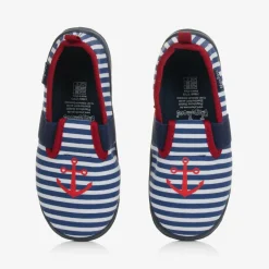 Playshoes Blue & White Striped Slippers Discount