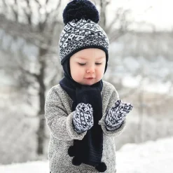 Sätila of Sweden Blue Alice Knitted Large Pom-Pom Beanie New