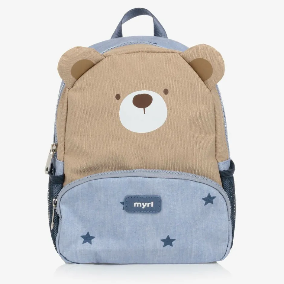 Mayoral Blue & Beige Bear Backpack (25cm) Online