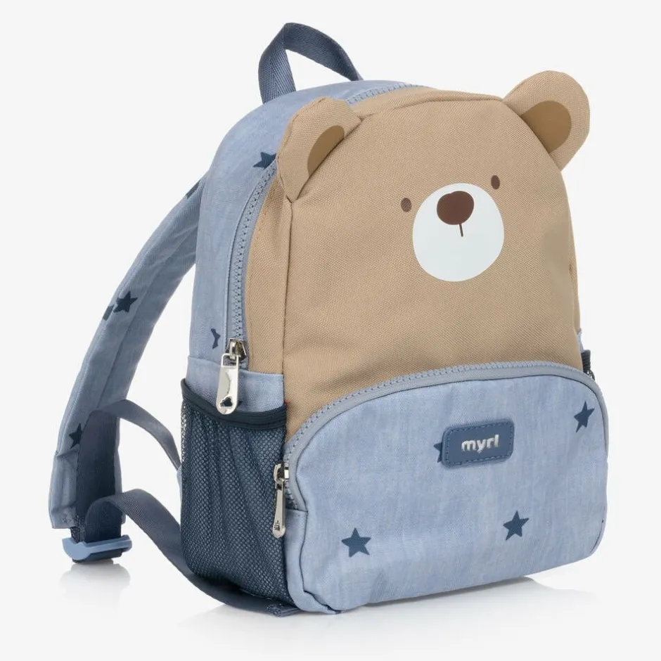 Mayoral Blue & Beige Bear Backpack (25cm) Online