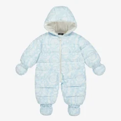Versace Blue Barocco Down Baby Snowsuit Outlet