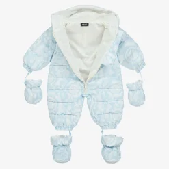 Versace Blue Barocco Down Baby Snowsuit Outlet