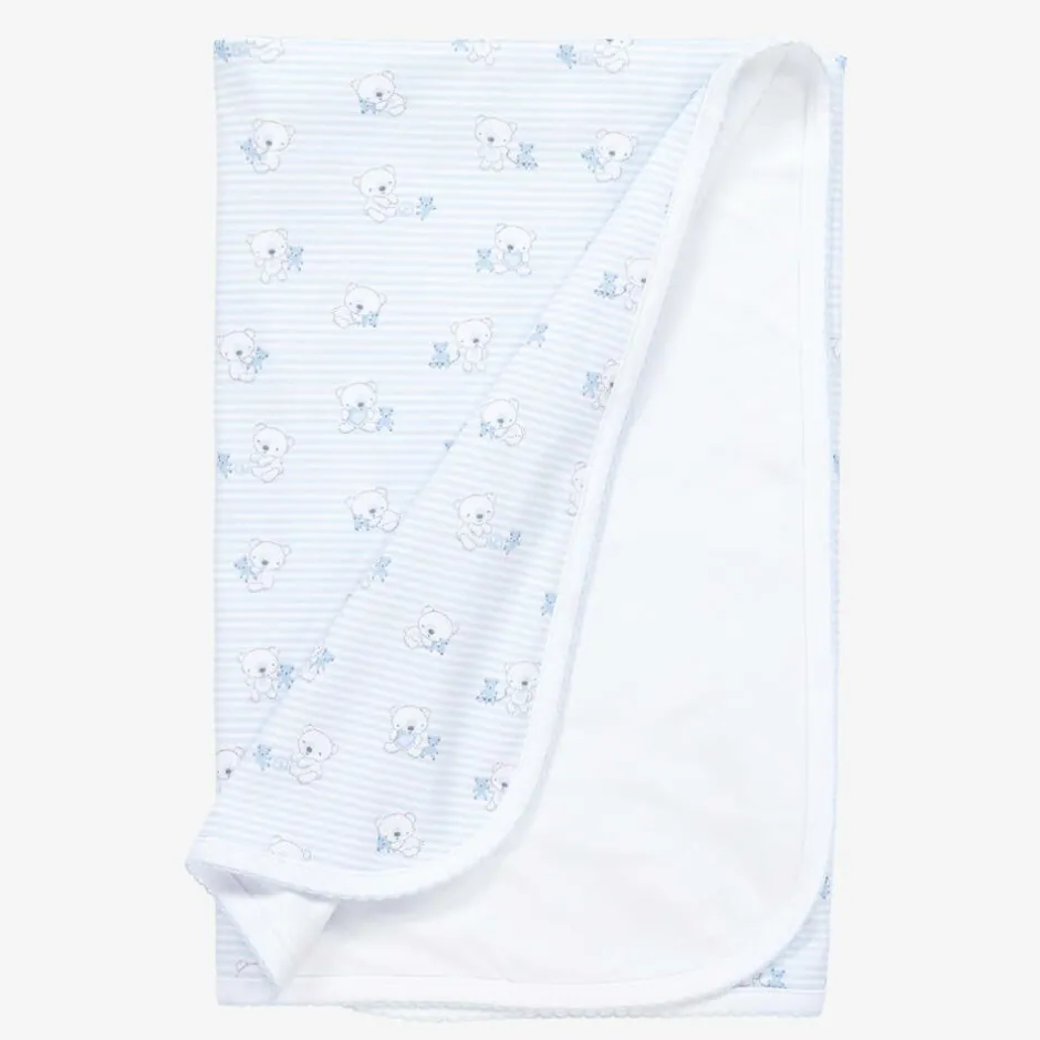 Kissy Kissy Blue Beary Best Friends Pima Cotton Blanket (73cm)