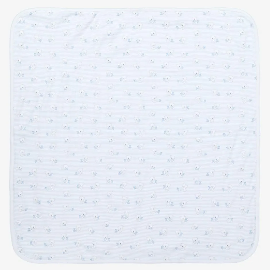 Kissy Kissy Blue Beary Best Friends Pima Cotton Blanket (73cm)