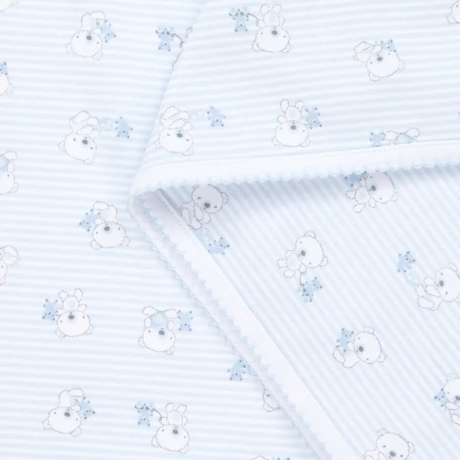 Kissy Kissy Blue Beary Best Friends Pima Cotton Blanket (73cm)