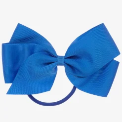 Peach Ribbons Blue Bow Hair Elastic (12cm)