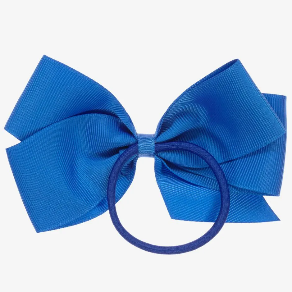Peach Ribbons Blue Bow Hair Elastic (12cm)