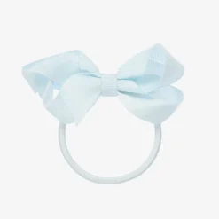 Peach Ribbons Blue Bow Hair Elastic (7cm) Outlet