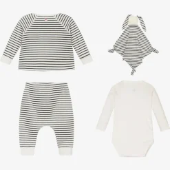 Petit Bateau Blue Breton Stripe Organic Trouser Set Discount