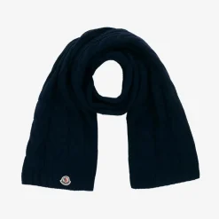 Moncler Enfant Blue Cable Knit Wool Scarf Clearance