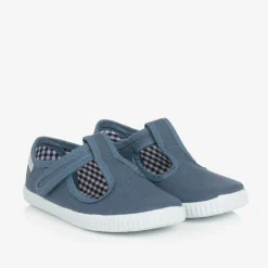 Pisamonas Blue Canvas T-Bar Shoes Clearance