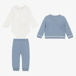 Mayoral Newborn Blue Cotton & Wool Knit Baby Trouser Set