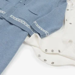 Mayoral Newborn Blue Cotton & Wool Knit Baby Trouser Set