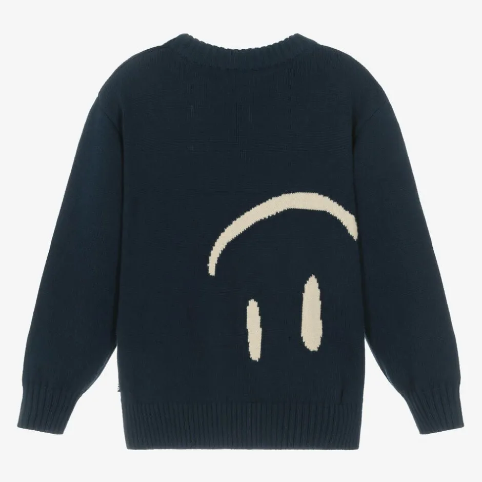 Molo Blue Cotton & Wool Smile Sweater Clearance