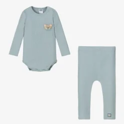 Jamiks Blue Cotton Baby Trouser Set Discount