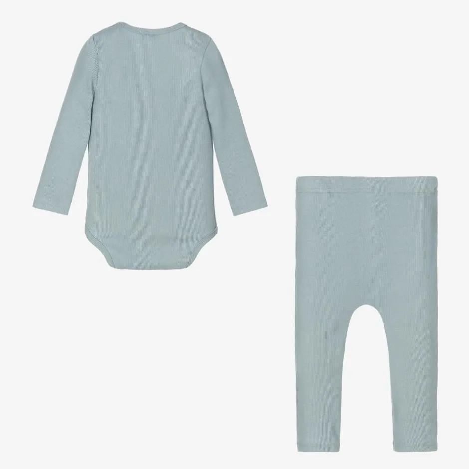 Jamiks Blue Cotton Baby Trouser Set Discount