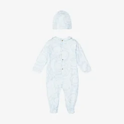 Versace Blue Cotton Babysuit & Hat Set Online