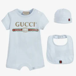 Gucci Blue Cotton Babysuit Gift Set Online