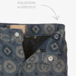 Gucci Blue Cotton Jacquard Logo Trousers New