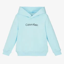 Calvin Klein Blue Cotton Jersey Hoodie New