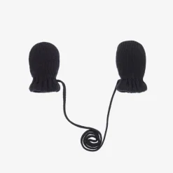 Petit Bateau Blue Cotton Knit Baby Mittens Best