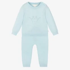 Marie-Chantal Blue Cotton Knit Trouser Set Best