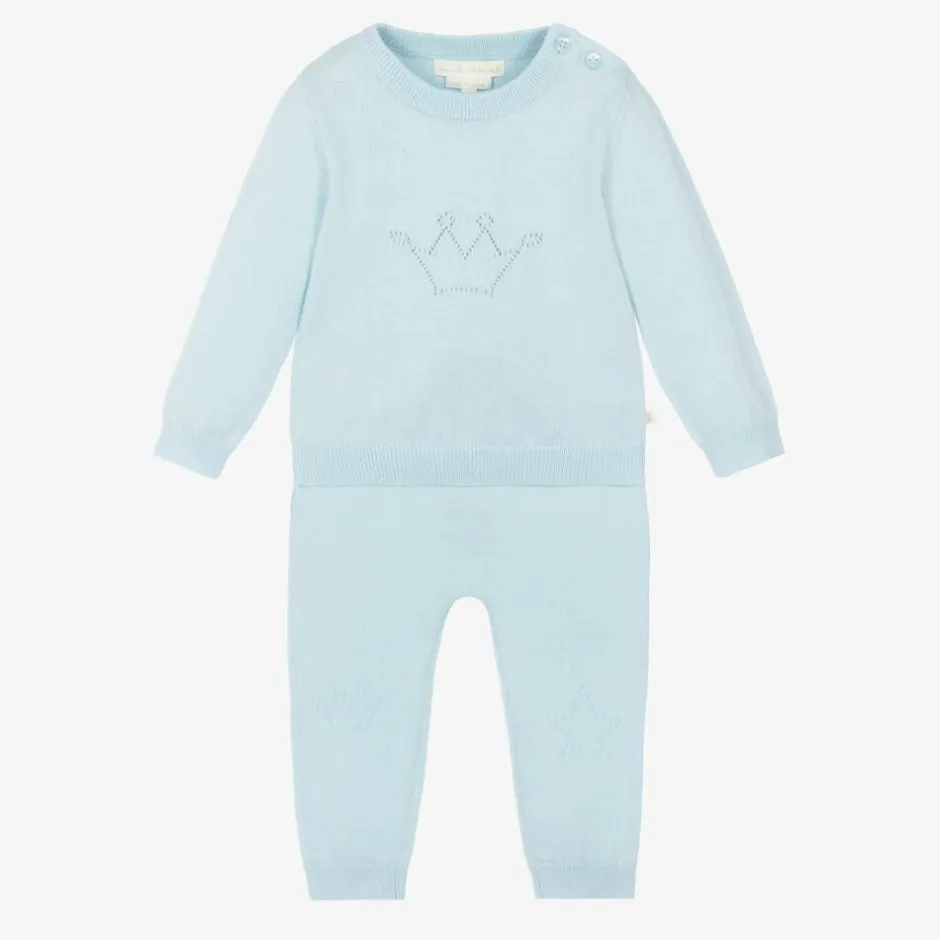 Marie-Chantal Blue Cotton Knit Trouser Set Best