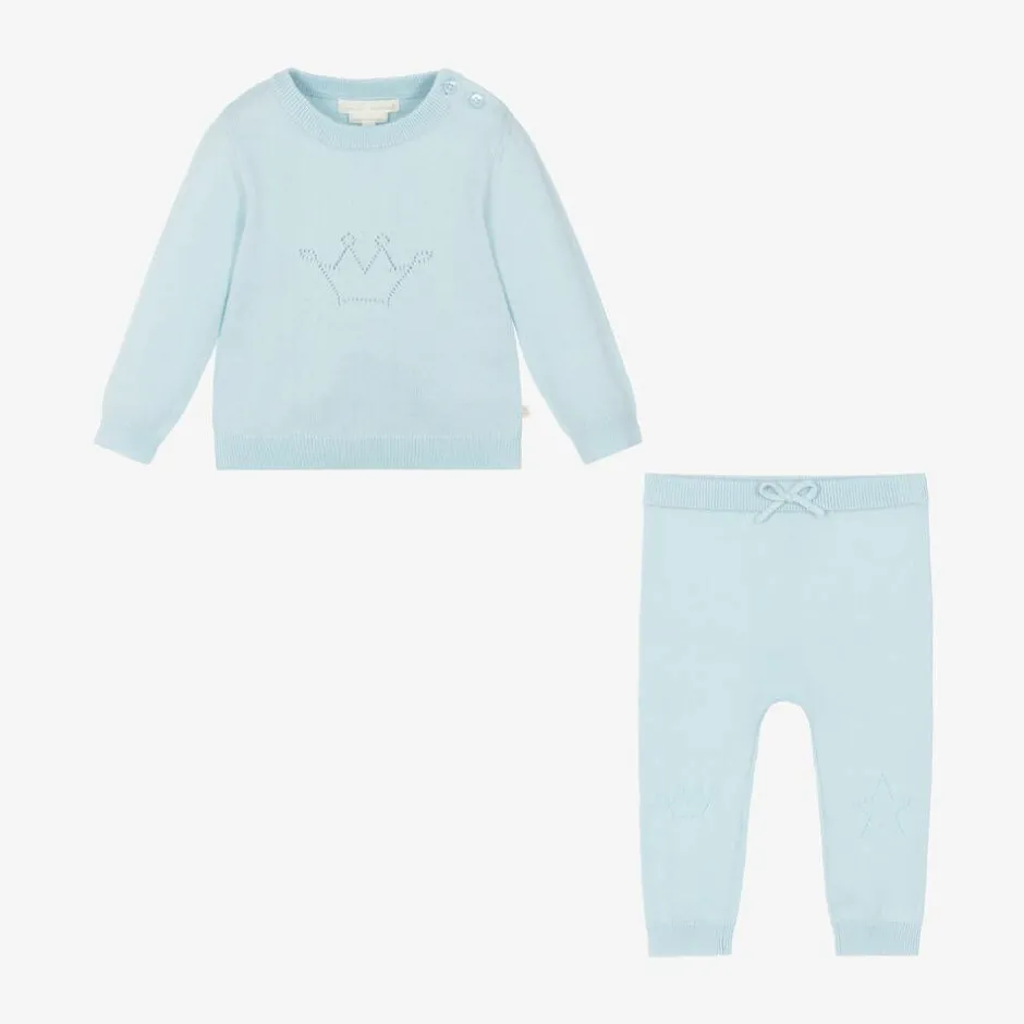 Marie-Chantal Blue Cotton Knit Trouser Set Best
