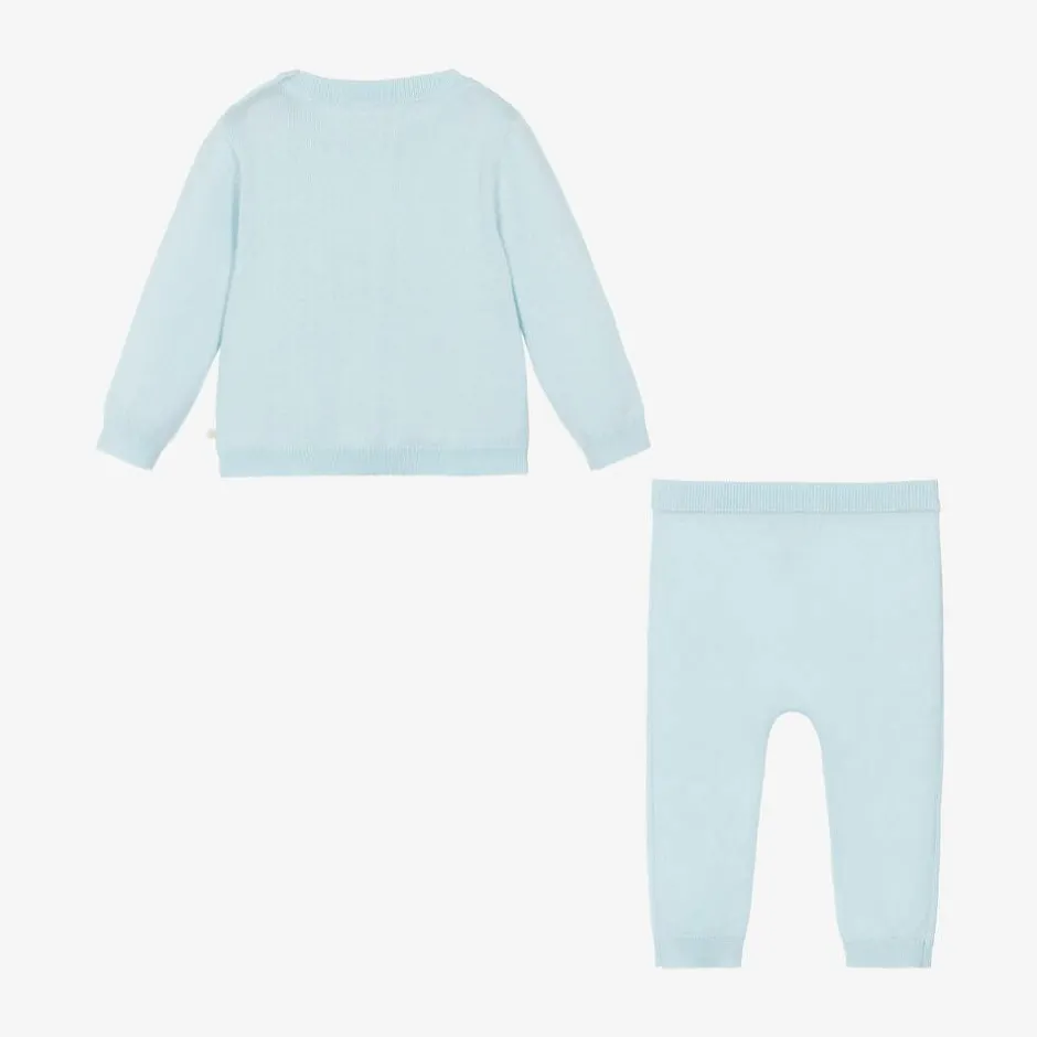 Marie-Chantal Blue Cotton Knit Trouser Set Best