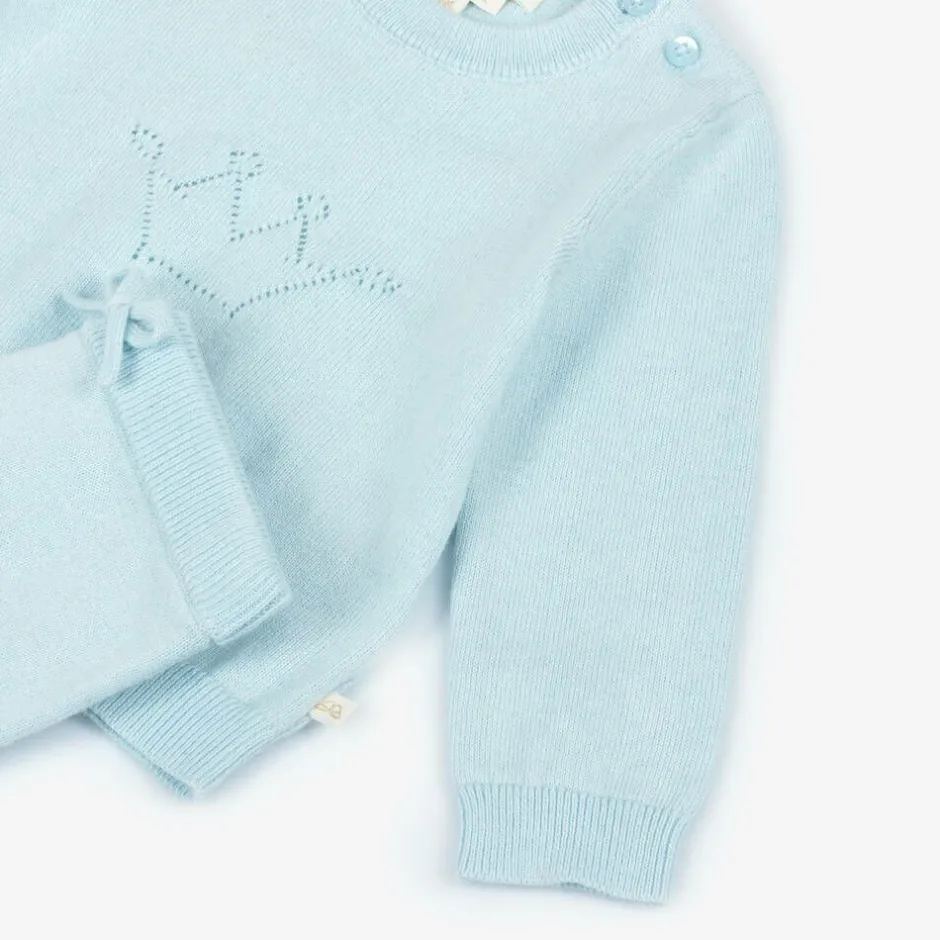 Marie-Chantal Blue Cotton Knit Trouser Set Best