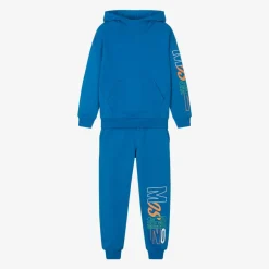 Moschino Kid-Teen Blue Cotton Logo Print Tracksuit Clearance