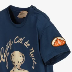 Gucci Blue Cotton Logo T-Shirt Best