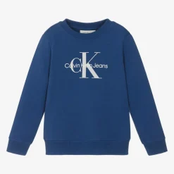 Calvin Klein Blue Cotton Monogram Sweatshirt