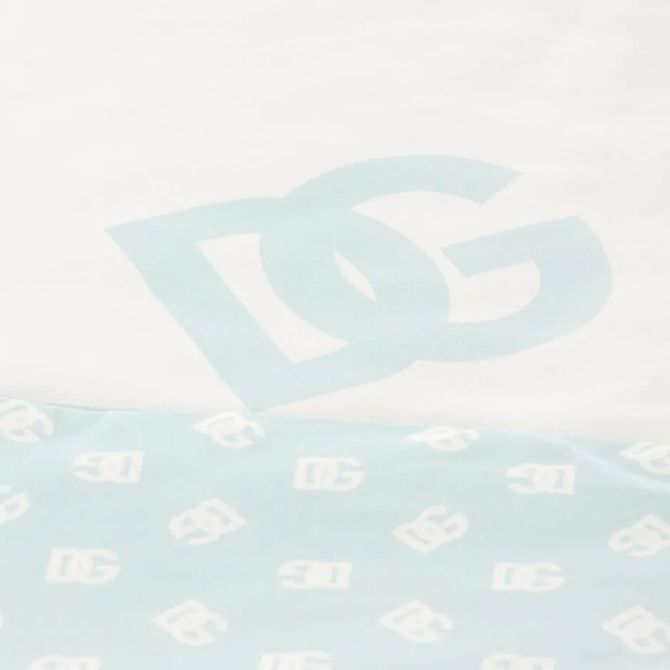 Dolce amp; Gabbana Blue Cotton Padded DG Baby Blanket (78cm) New