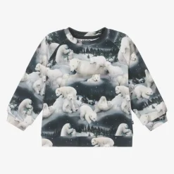 Molo Blue Cotton Polar Bears Sweatshirt Outlet
