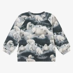 Molo Blue Cotton Polar Bears Sweatshirt Outlet