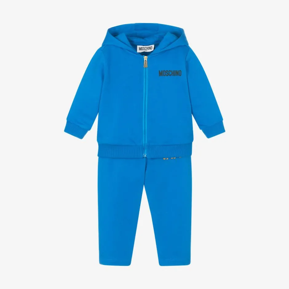 Moschino Baby Blue Cotton Teddy Bear Logo Tracksuit Clearance