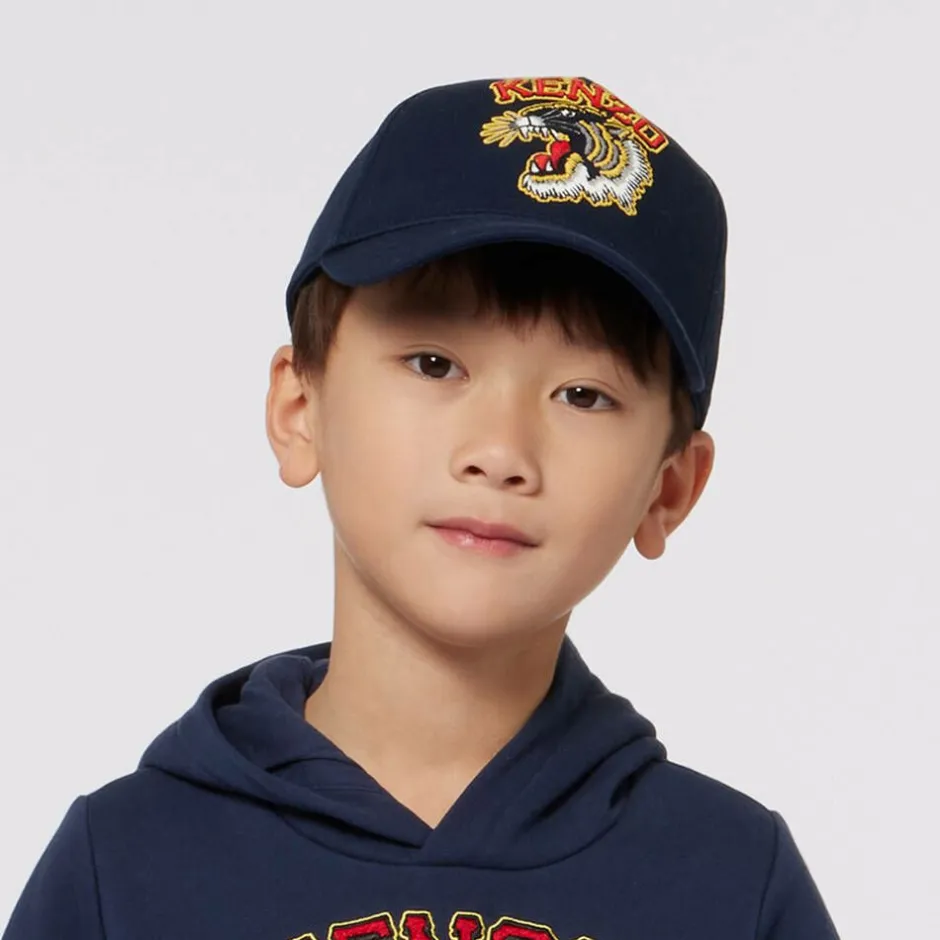 KENZO KIDS Blue Cotton Varsity Tiger Cap Sale