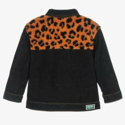 KENZO KIDS Blue Denim & Leopard Print Fleece Jacket Clearance