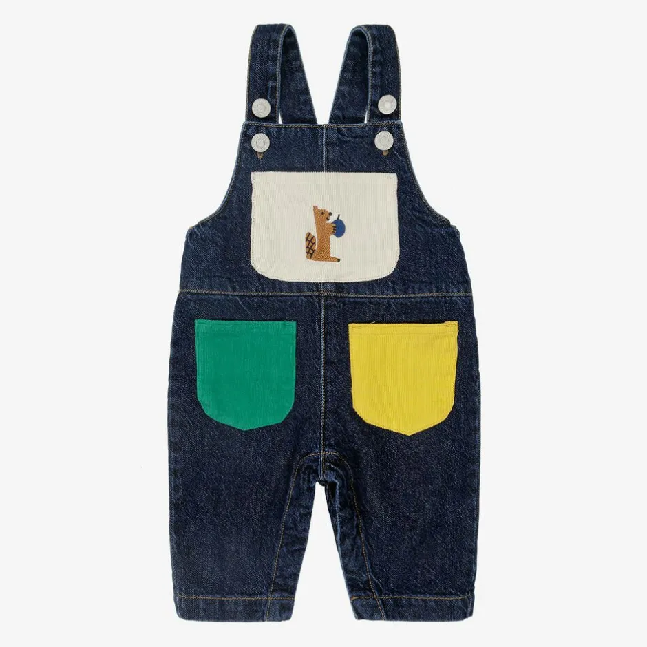 Bobo Choses Blue Denim Colourblock Dungarees Outlet