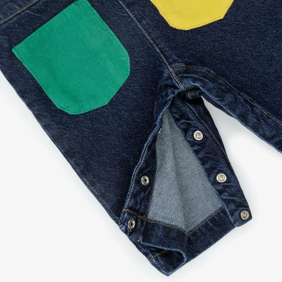 Bobo Choses Blue Denim Colourblock Dungarees Outlet