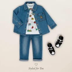 Moschino Baby Blue Denim Teddy Logo Jeans Hot