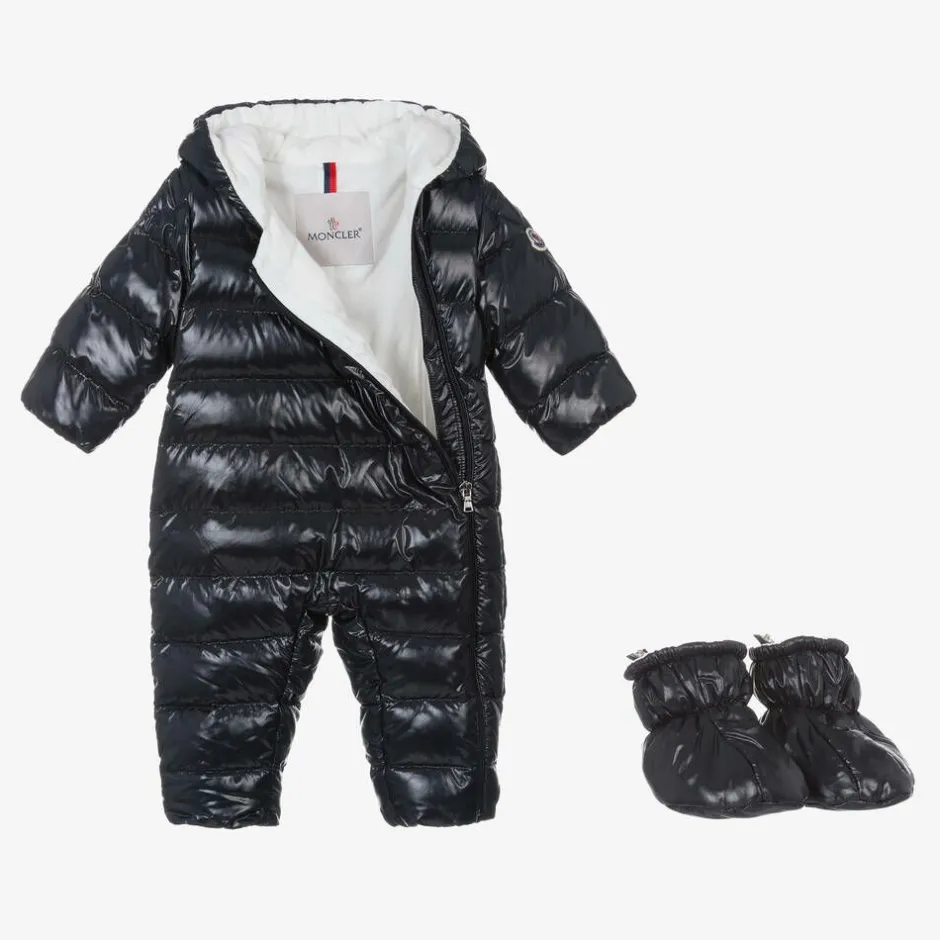 Moncler Enfant Blue Down Padded Indro Puffer Snowsuit New