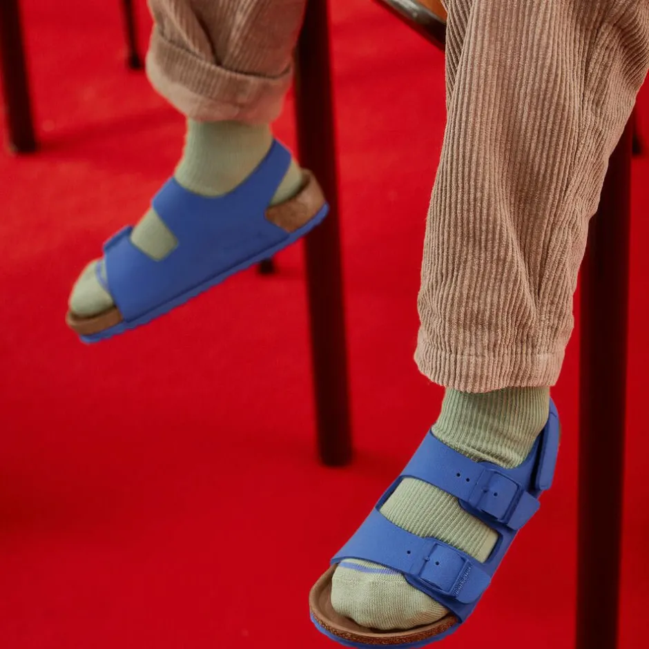 Birkenstock Blue Faux Leather Sandals Outlet