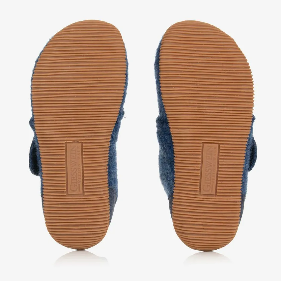 Giesswein Blue Felted Wool Slippers Outlet