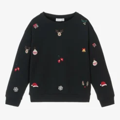 NAME IT Blue Festive Cotton Sweatshirt New