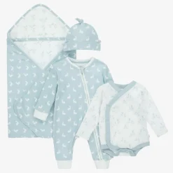 The Little Tailor Blue Hare Print Cotton Babysuit Set Best